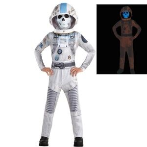 Necronaut Astronaut Kids Costume - Glow in the Dark - White and Gray Size Medium